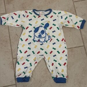 Vintage infant puppy dog embroidered romper